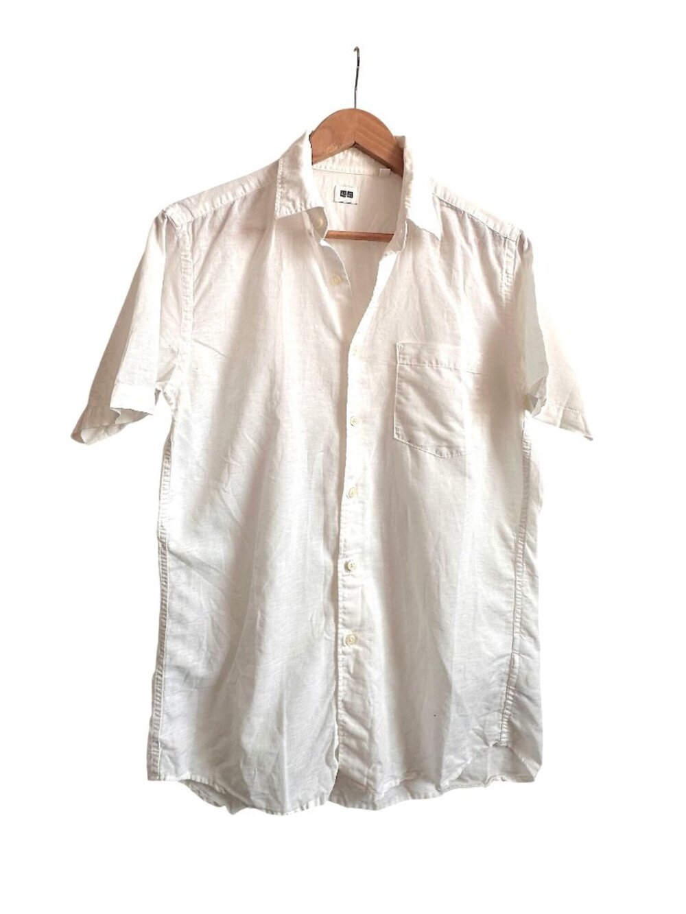Uniqlo Men’s Short Sleeve Cotton Linen Shirt  M, White
